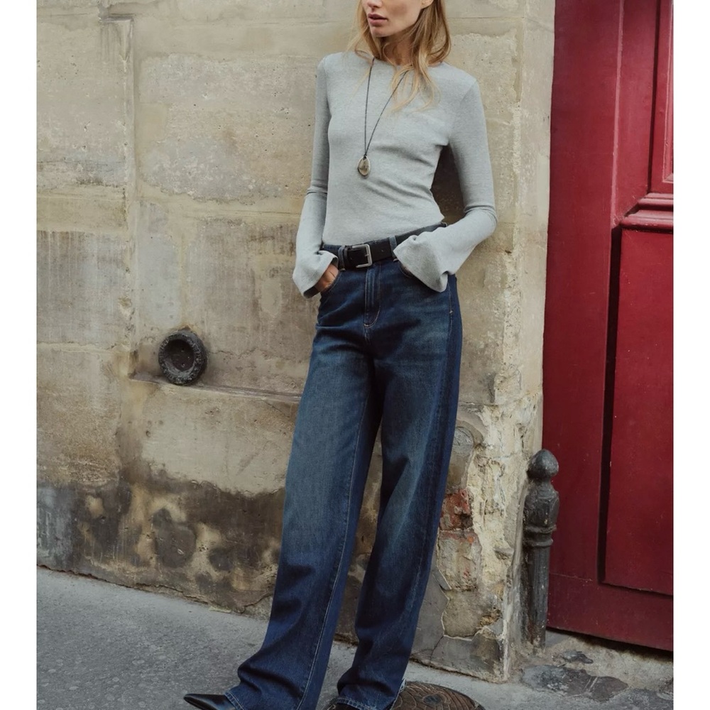 NWT ZARA RIB TOP WITH FLARED SLEEVES